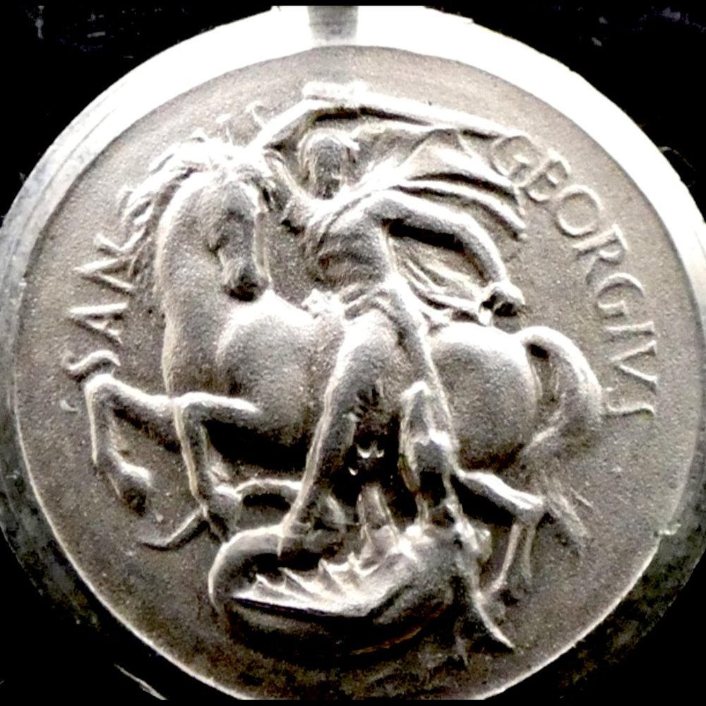 Sterling San Georgivs Horse Slaying Dragon Pendant